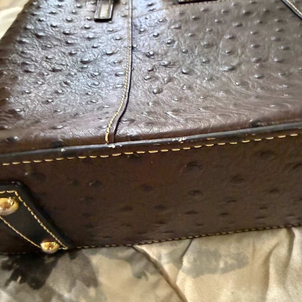 Dooney & Bourke Dark Brown Ostrich Leather Shoulder Bag - Picture 7 of 16